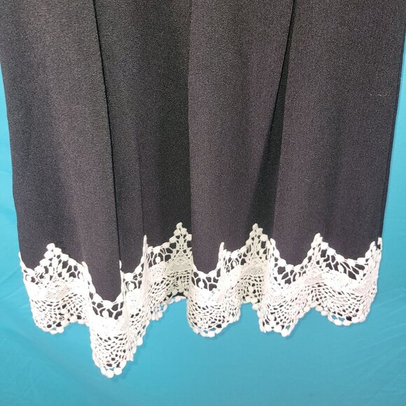 Black Sleeveless Dress With Lace Hem & Bow Back Design By Pink Owl Size S - Picture 9 of 15